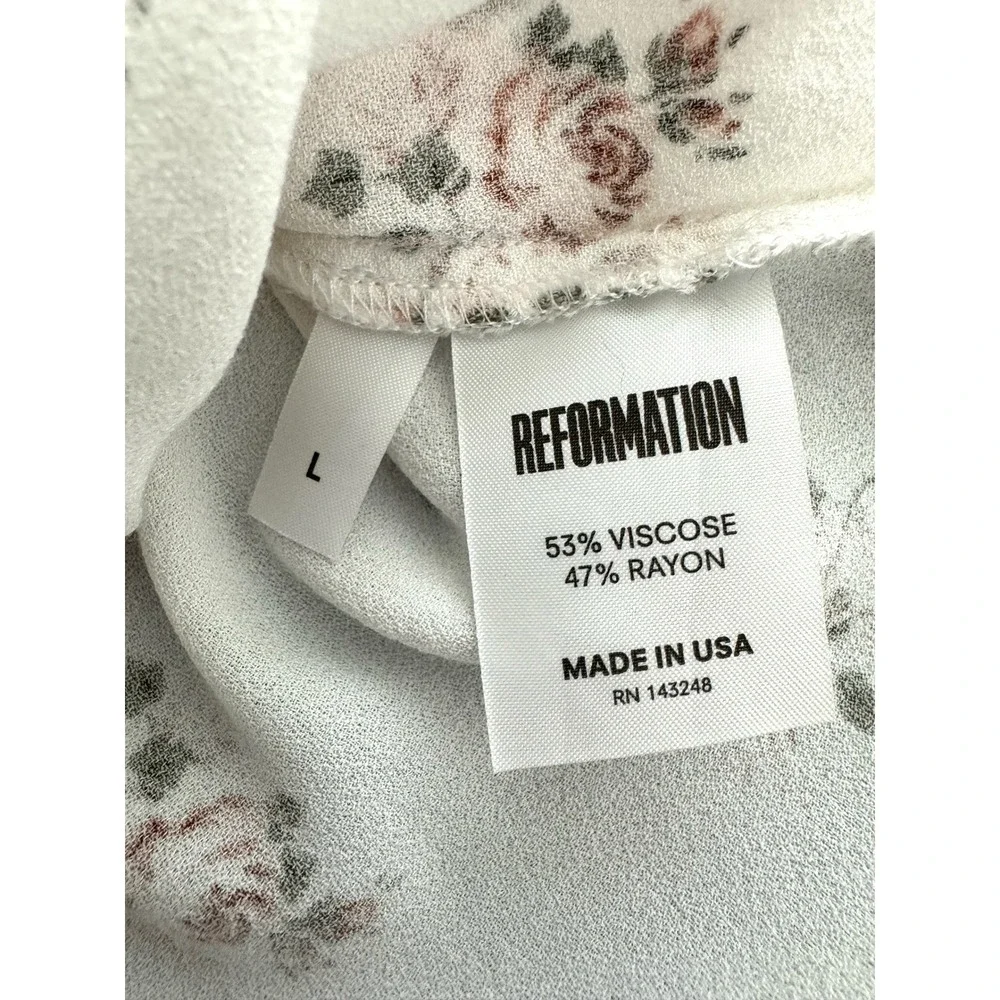 Reformation Pamplemousse Floral Off-The-Shoulder Puff‎ Sleeve Cream Size Large